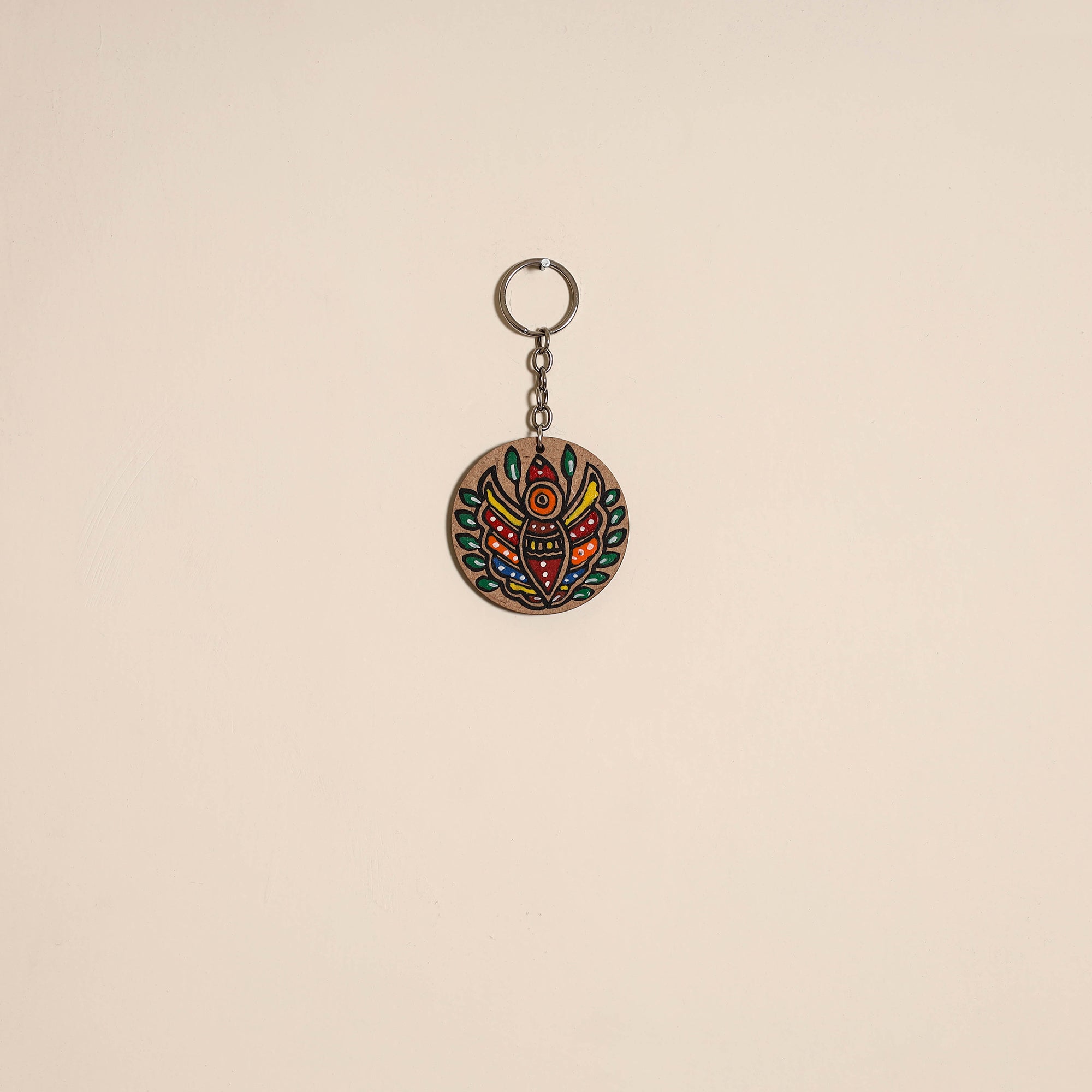 Madhubani handpainted wooden keychain 31 - handcrafted
