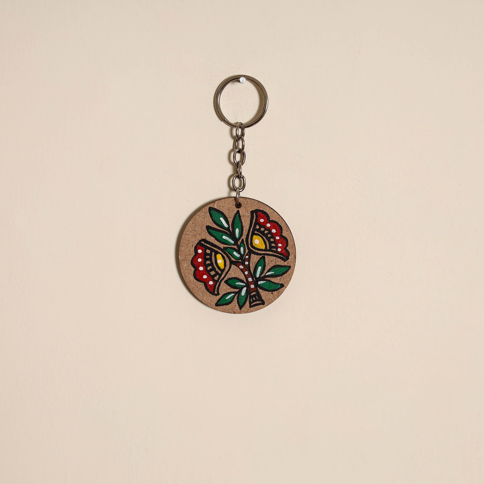 Madhubani handpainted wooden keychain 32 - handcrafted