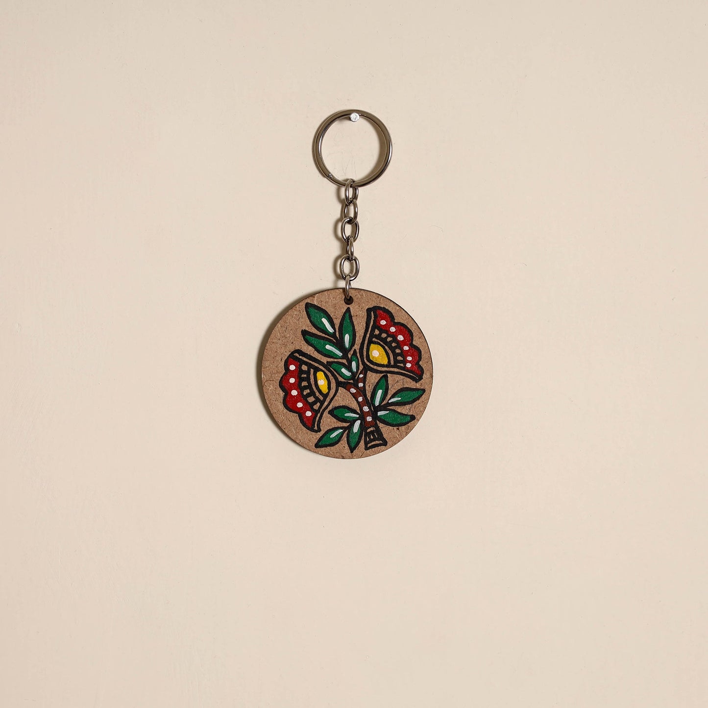 Madhubani handpainted wooden keychain 32 - handcrafted