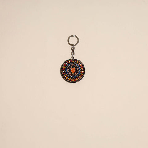 Madhubani handpainted wooden keychain 33 - handcrafted