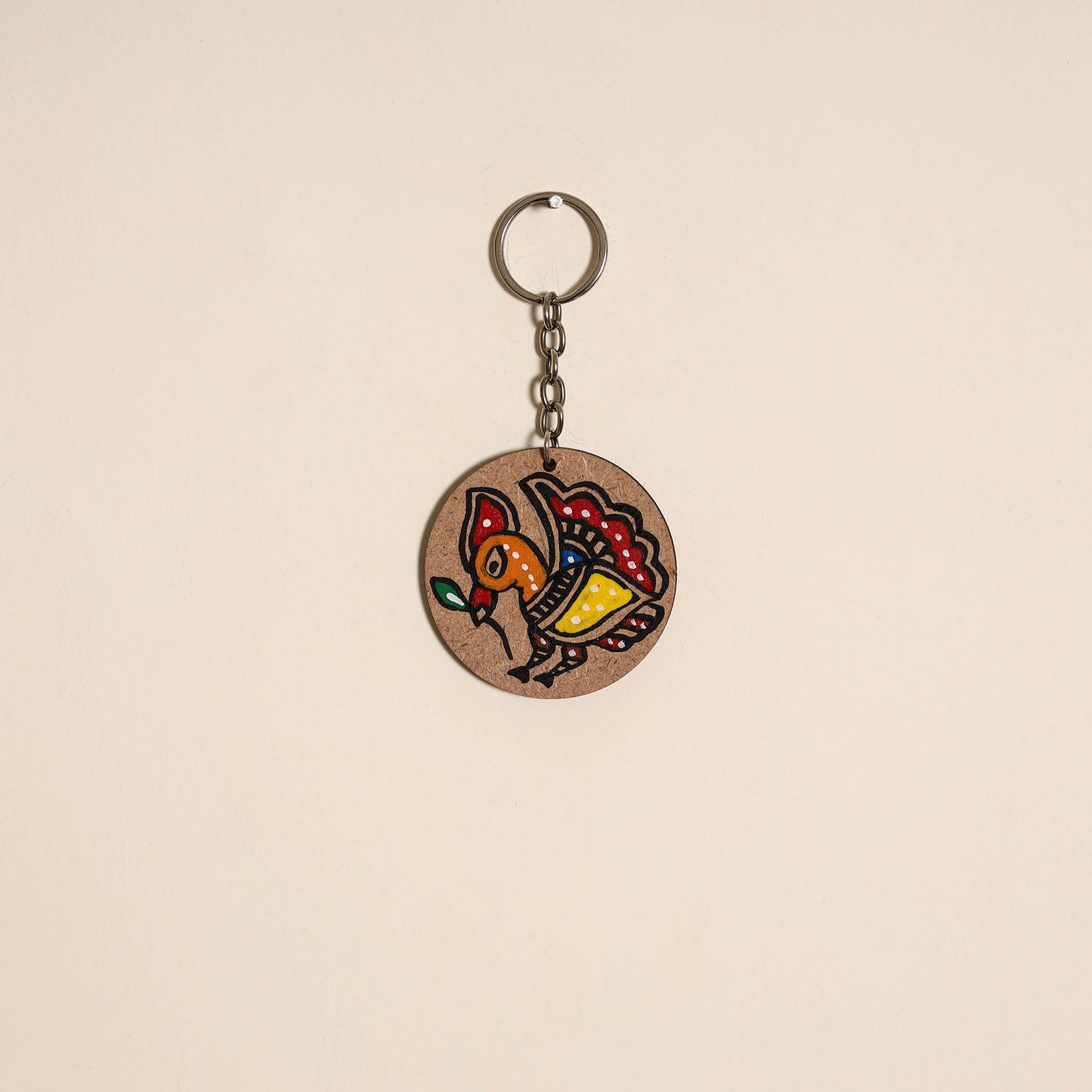 Madhubani handpainted wooden keychain 34 - handcrafted