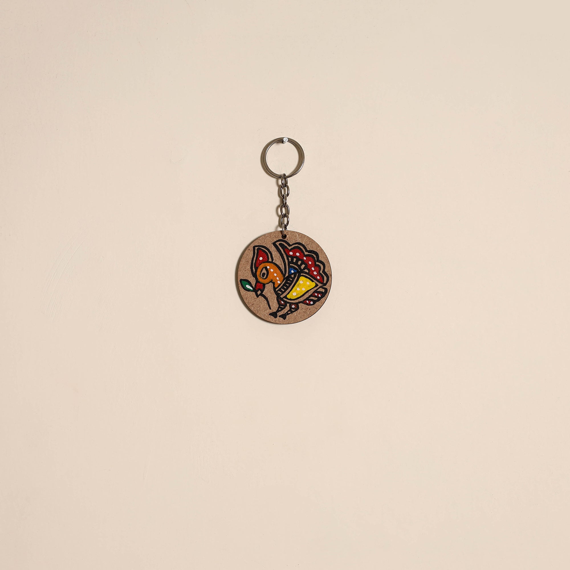 Madhubani handpainted wooden keychain 34 - handcrafted