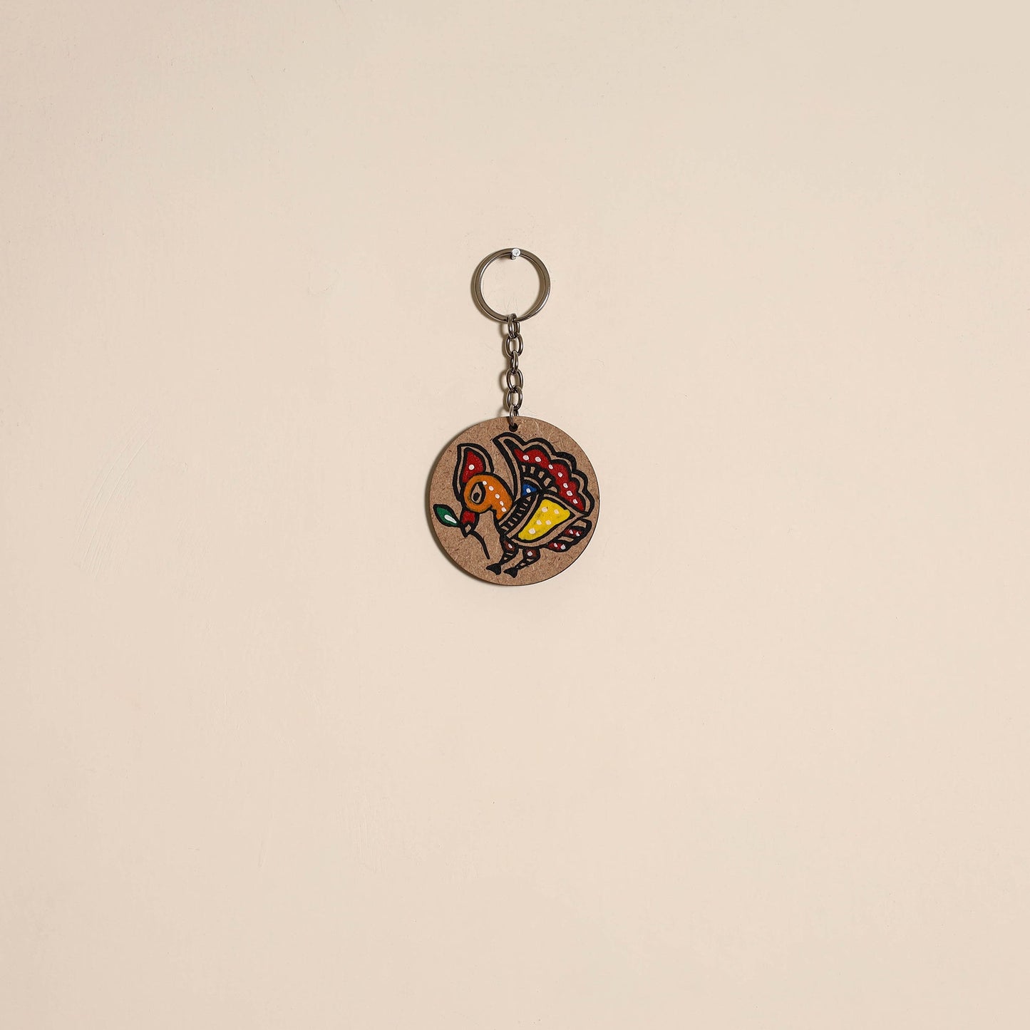 Madhubani handpainted wooden keychain 34 - handcrafted