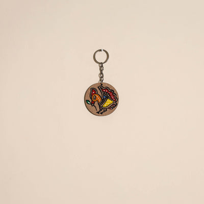 Madhubani handpainted wooden keychain 34 - handcrafted