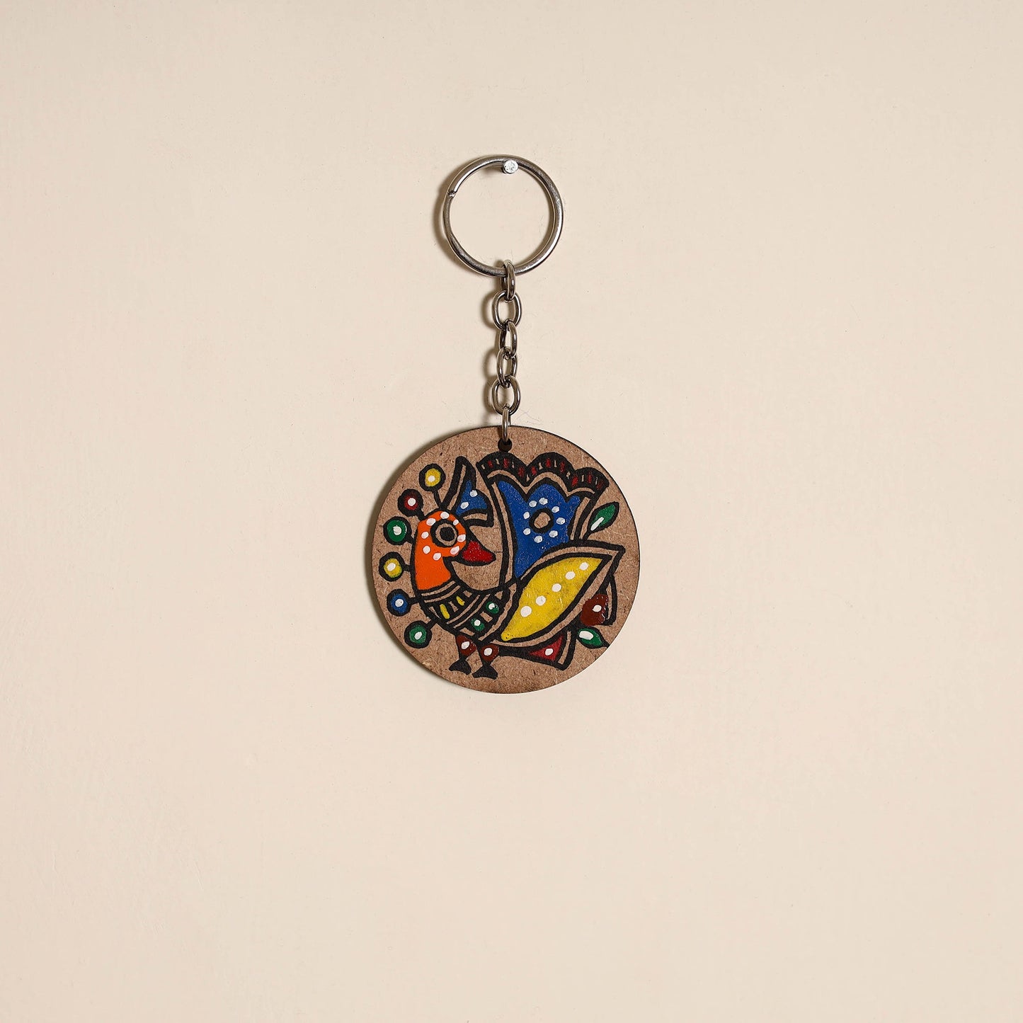 Madhubani handpainted wooden keychain 35 - handcrafted