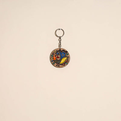 Madhubani handpainted wooden keychain 35 - handcrafted