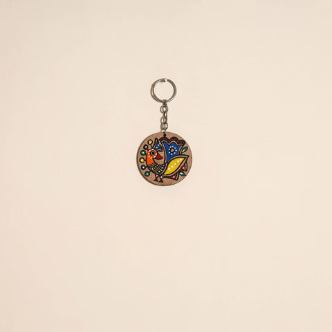 Madhubani handpainted wooden keychain 35 - handcrafted