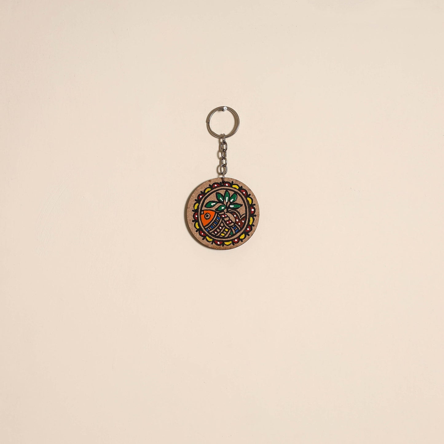 Madhubani handpainted wooden keychain 36 - handcrafted