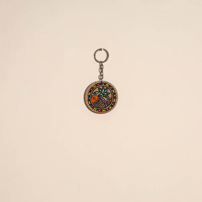 Madhubani handpainted wooden keychain 36 - handcrafted