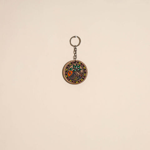 Madhubani handpainted wooden keychain 36 - handcrafted