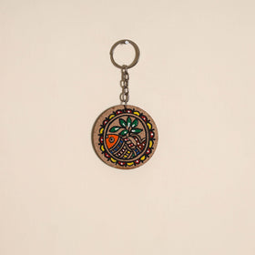 Madhubani handpainted wooden keychain 36 - handcrafted