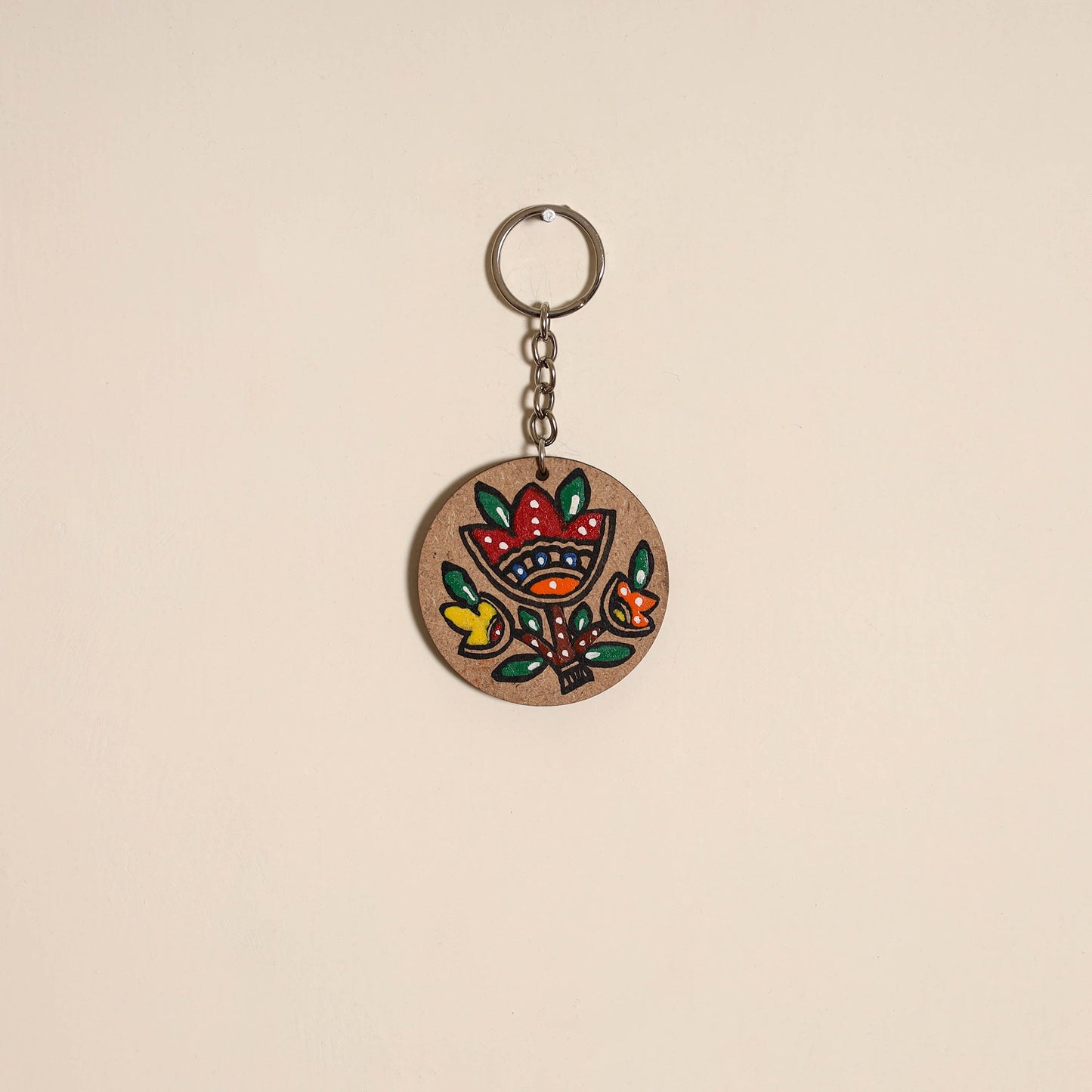 Madhubani handpainted wooden keychain 37 - handcrafted