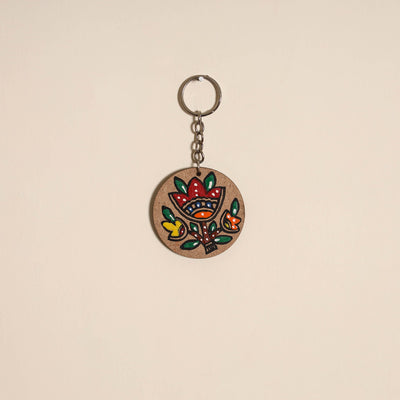 Madhubani handpainted wooden keychain 37 - handcrafted