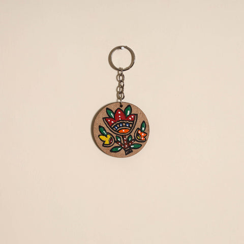 Madhubani handpainted wooden keychain 37 - handcrafted