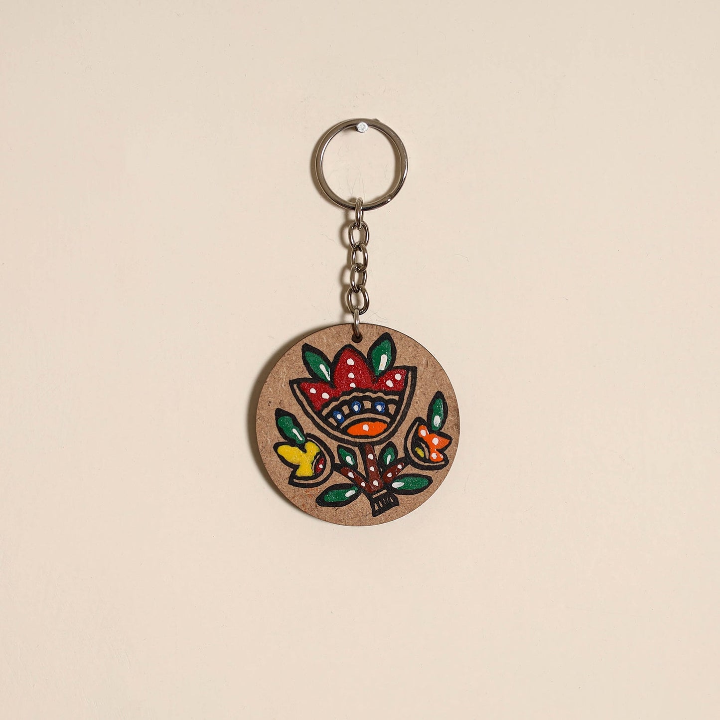 Madhubani handpainted wooden keychain 37 - handcrafted