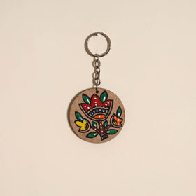 Madhubani handpainted wooden keychain 37 - handcrafted