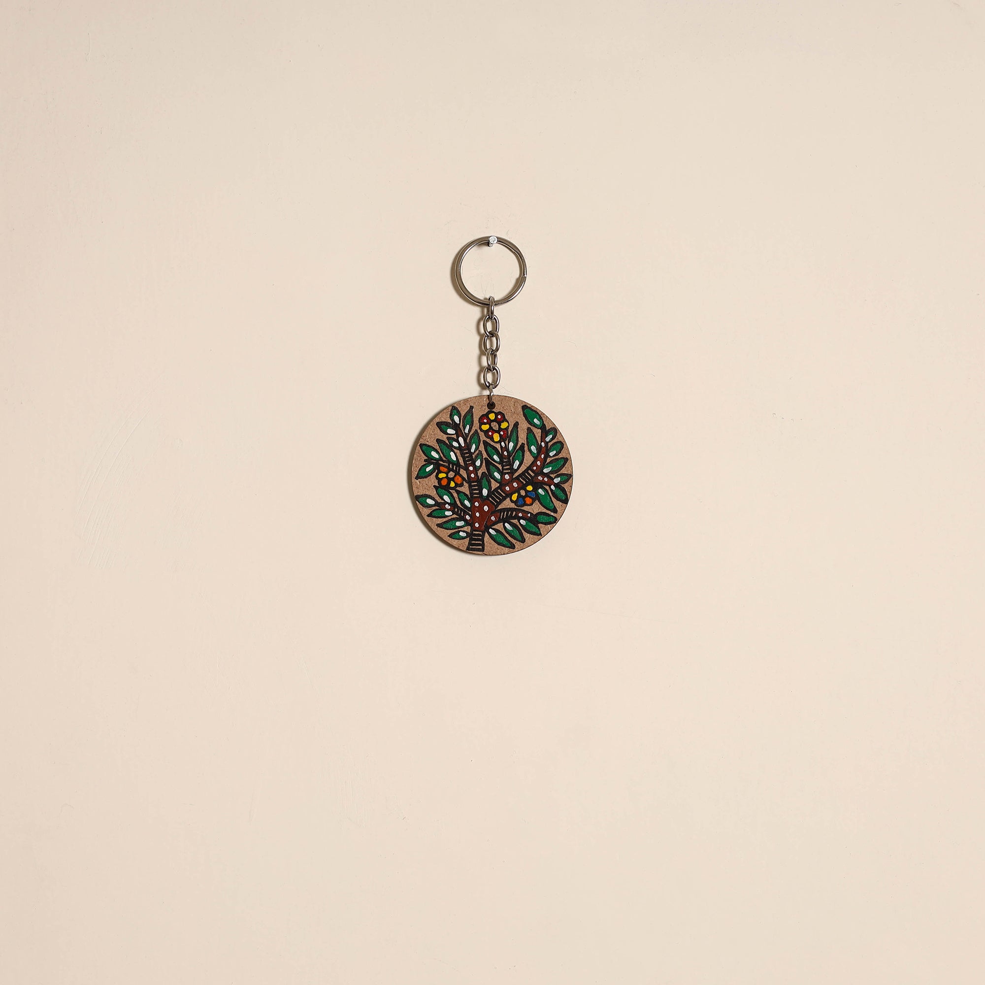 Madhubani handpainted wooden keychain 38 - handcrafted