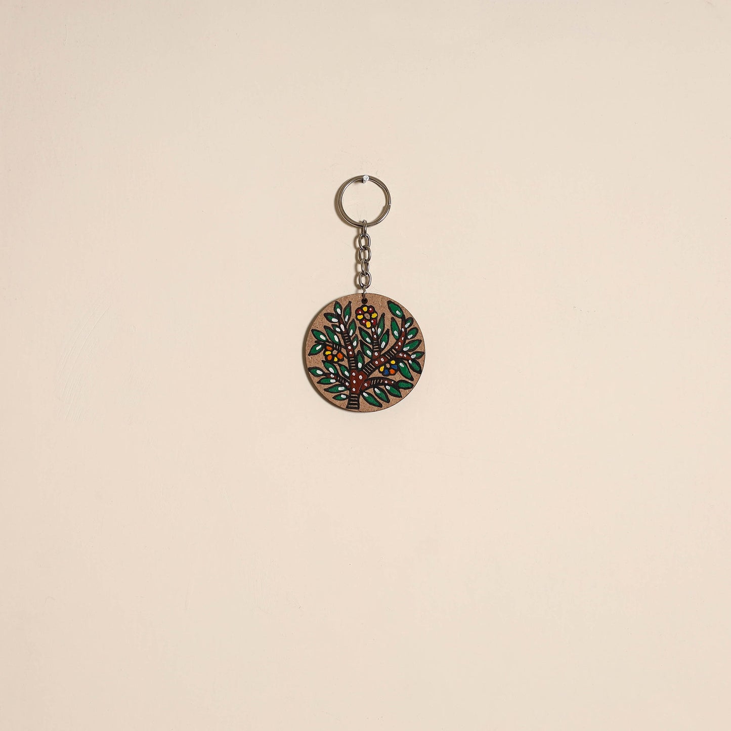 Madhubani handpainted wooden keychain 38 - handcrafted