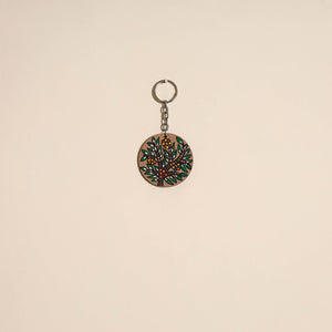 Madhubani handpainted wooden keychain 38 - handcrafted