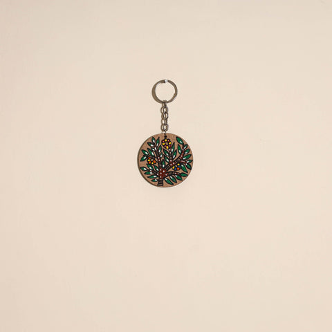 Madhubani handpainted wooden keychain 38 - handcrafted