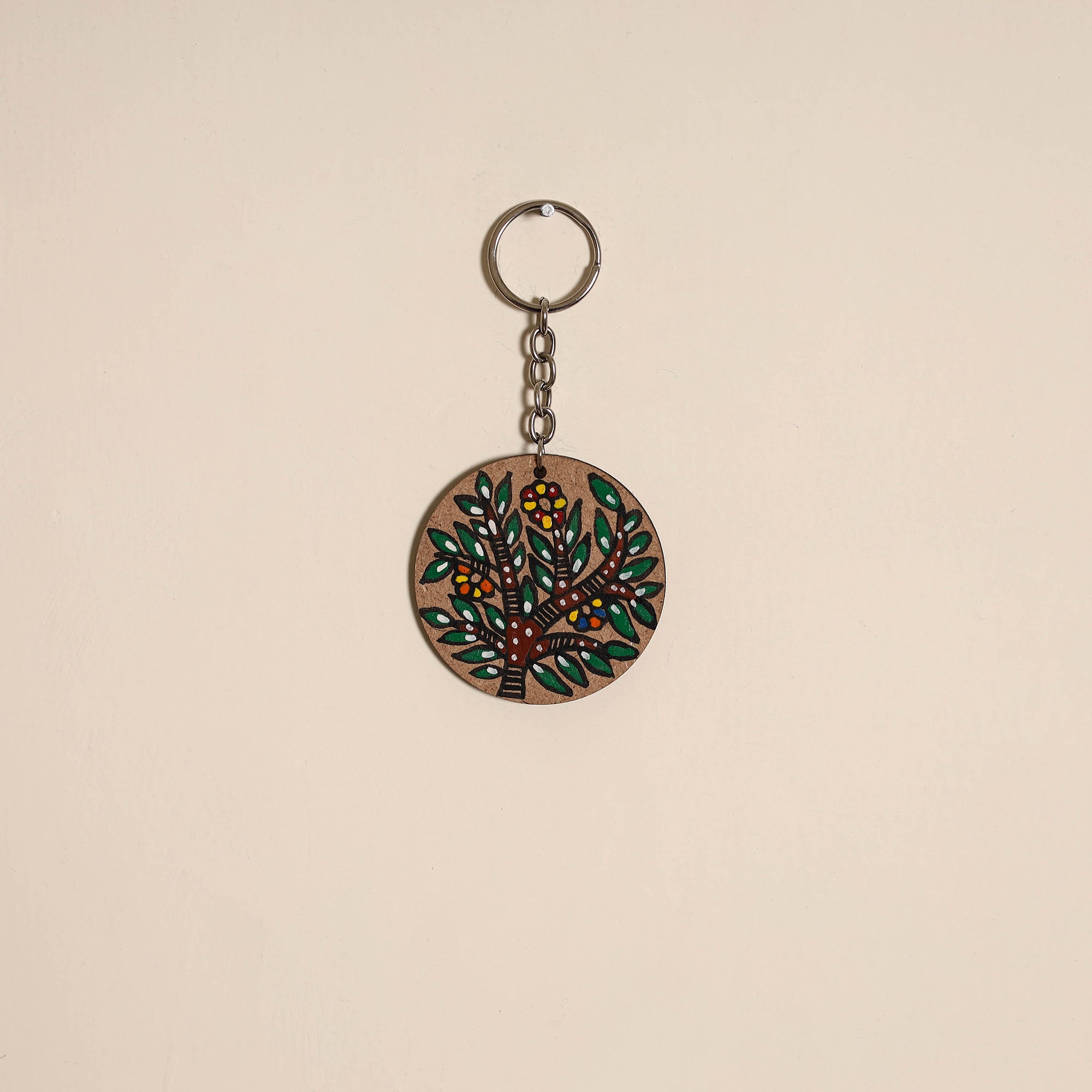 Madhubani handpainted wooden keychain 38 - handcrafted