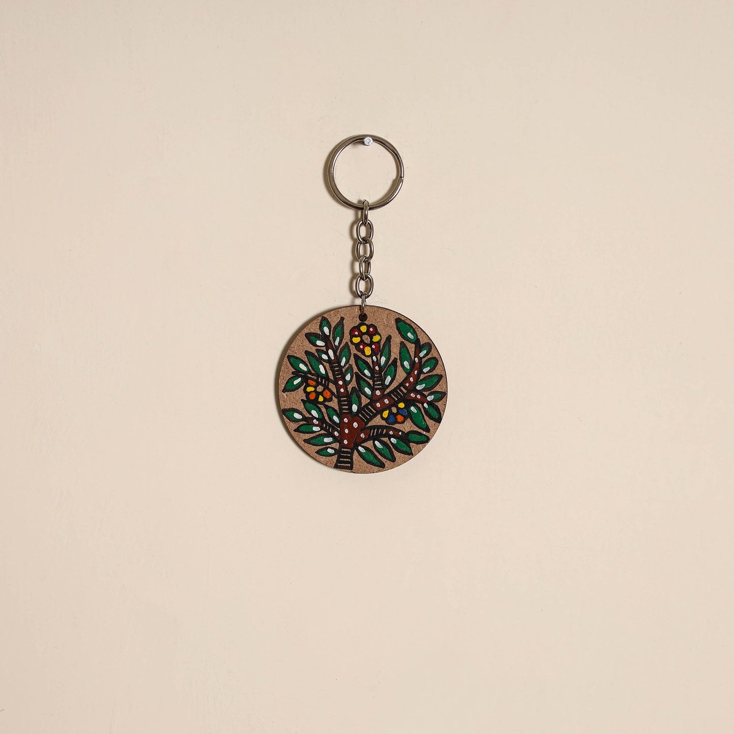 Madhubani handpainted wooden keychain 38 - handcrafted