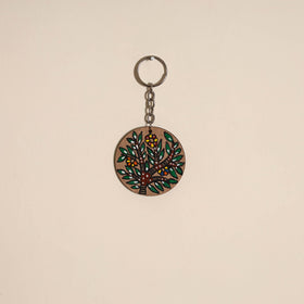 Madhubani handpainted wooden keychain 38 - handcrafted