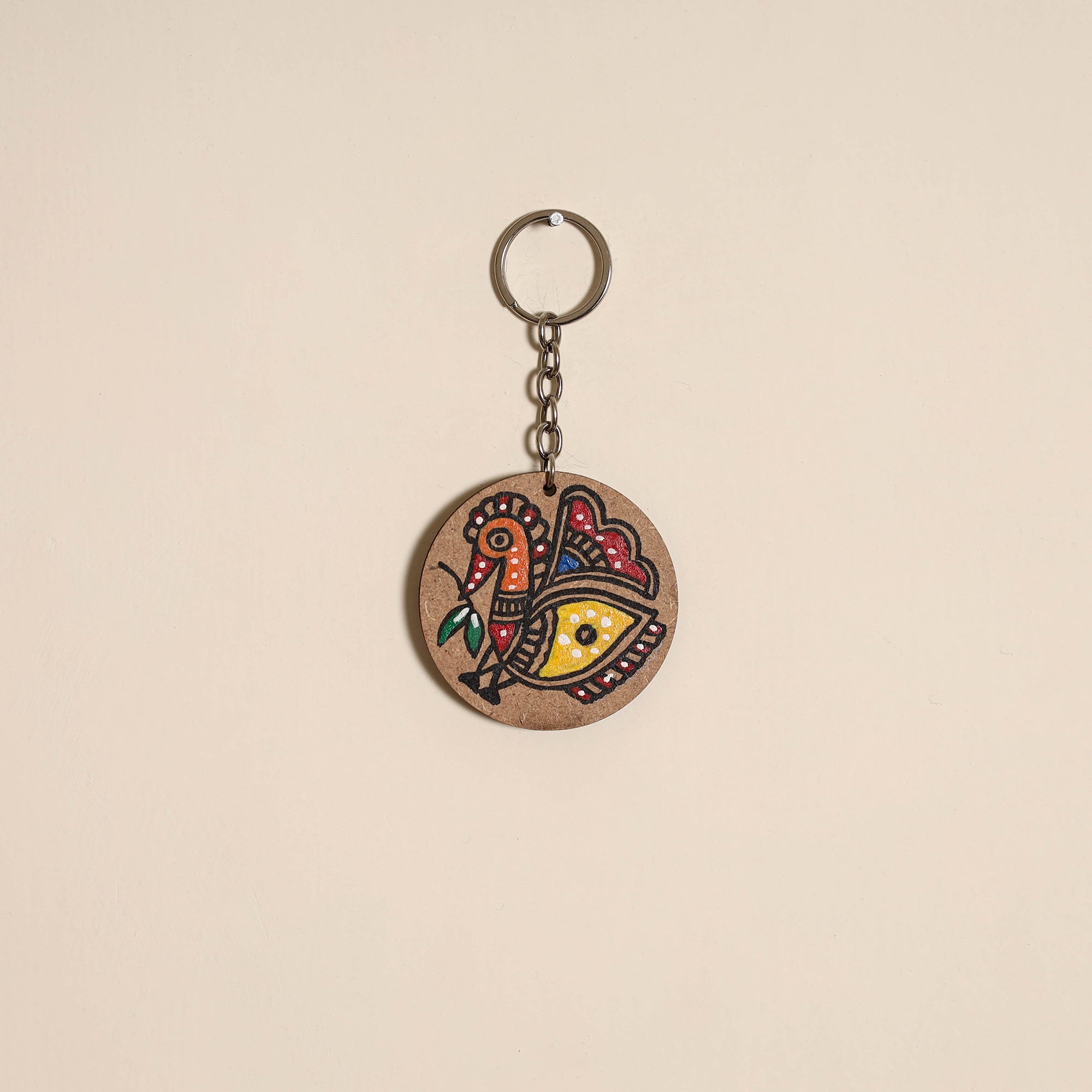 Madhubani handpainted wooden keychain 39 - handcrafted