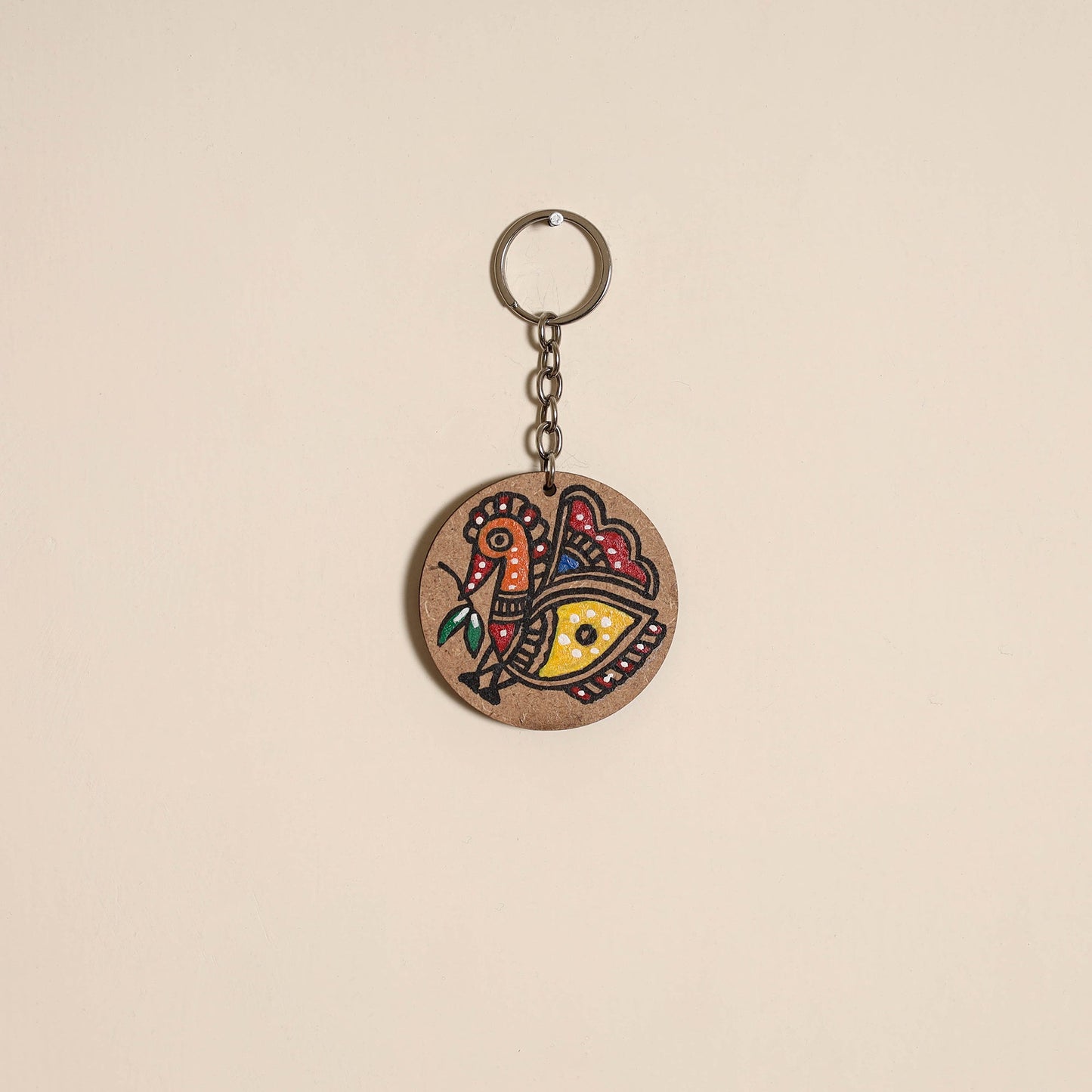 Madhubani handpainted wooden keychain 39 - handcrafted