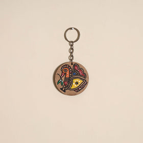 Madhubani handpainted wooden keychain 39 - handcrafted