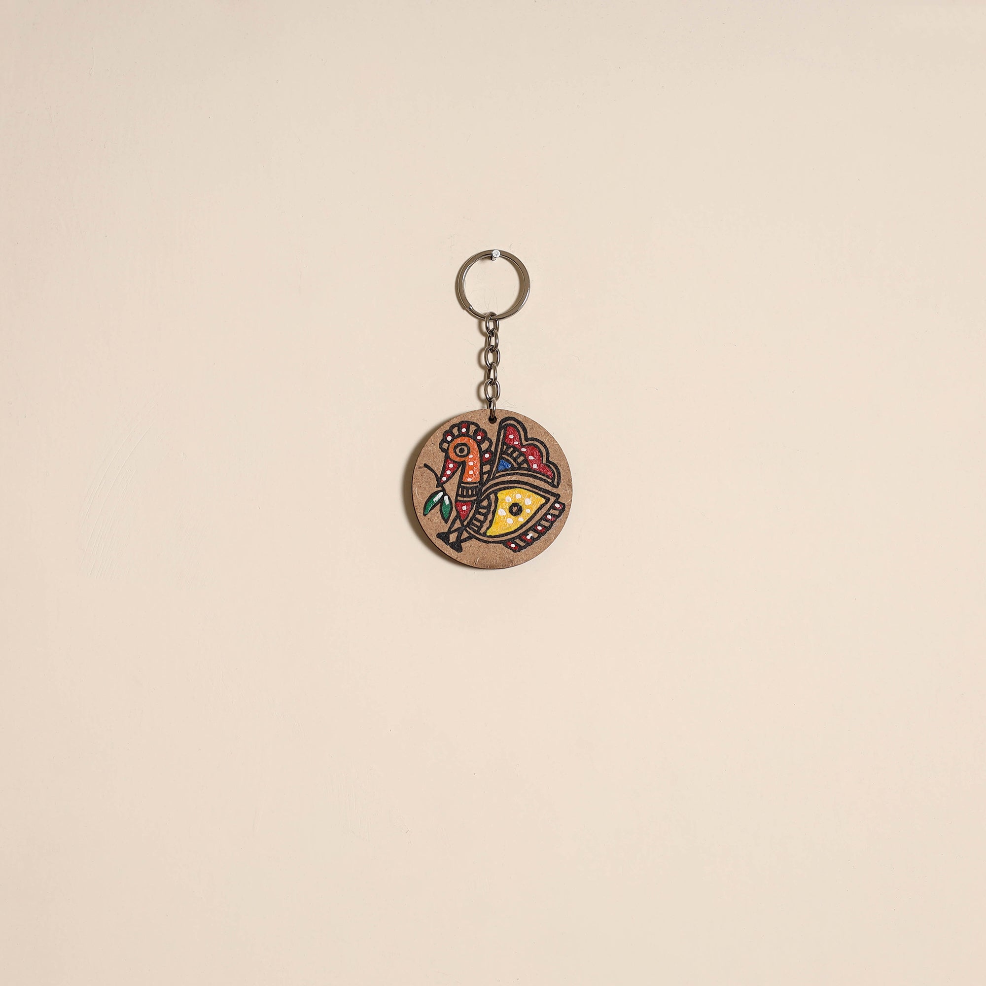 Madhubani handpainted wooden keychain 39 - handcrafted