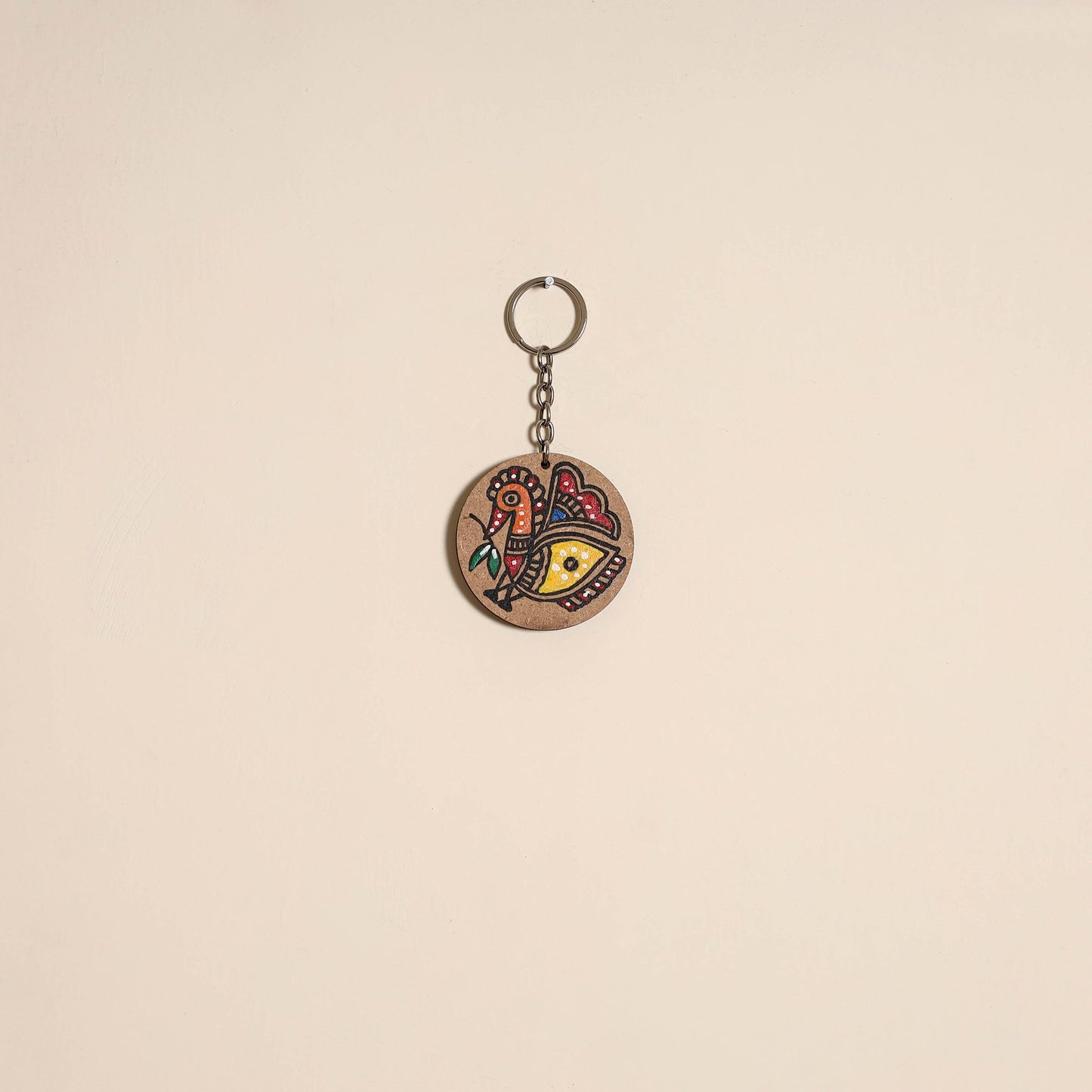 Madhubani handpainted wooden keychain 39 - handcrafted