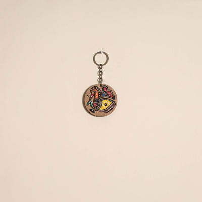 Madhubani handpainted wooden keychain 39 - handcrafted