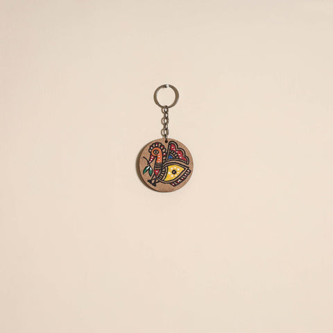 Madhubani handpainted wooden keychain 39 - handcrafted