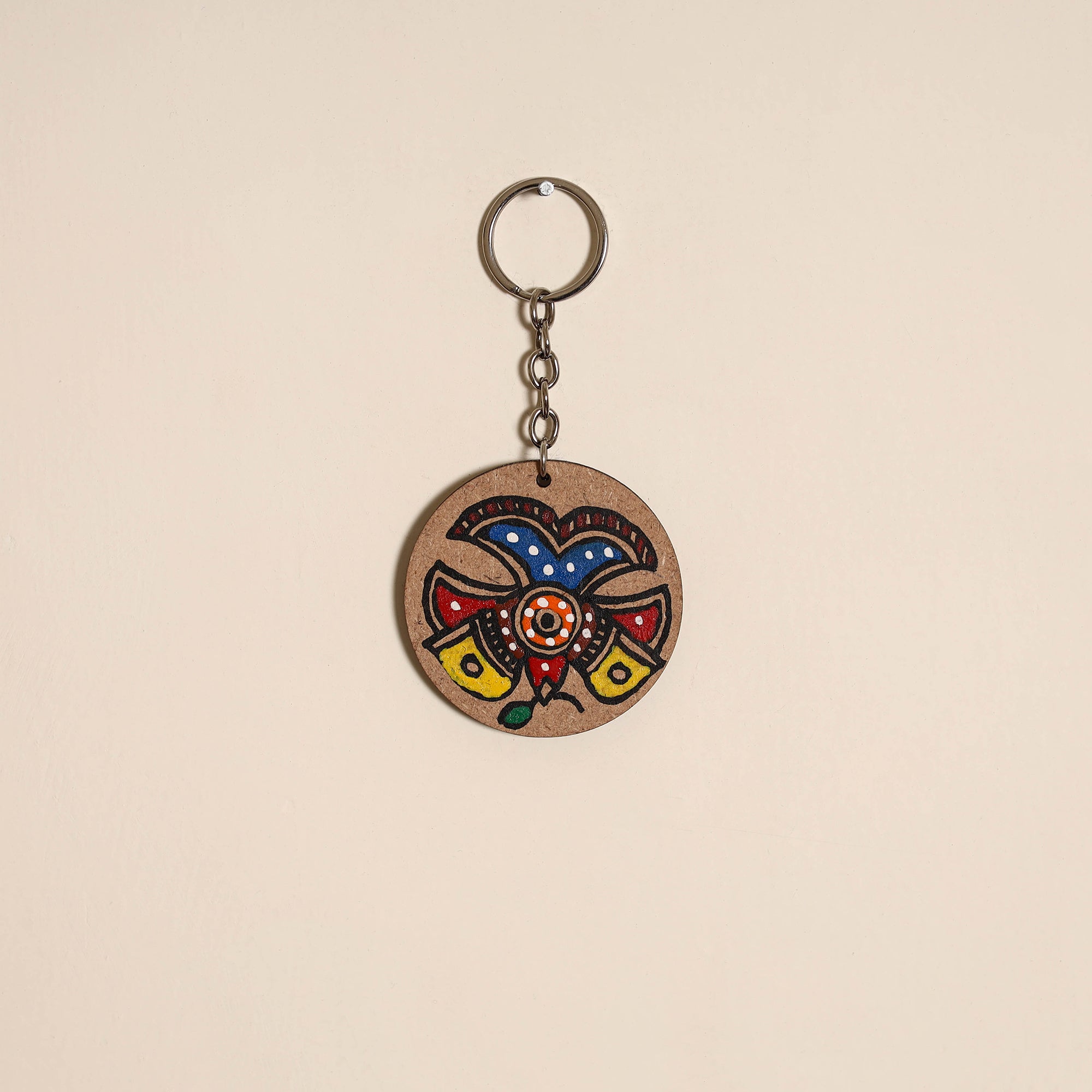 Madhubani handpainted wooden keychain 40 - handcrafted