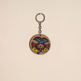 Madhubani handpainted wooden keychain 40 - handcrafted