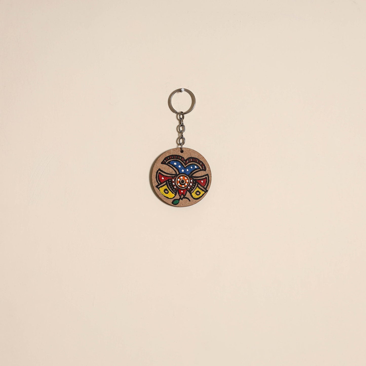 Madhubani handpainted wooden keychain 40 - handcrafted
