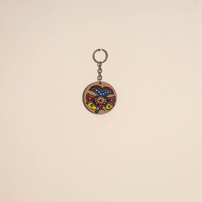 Madhubani handpainted wooden keychain 40 - handcrafted