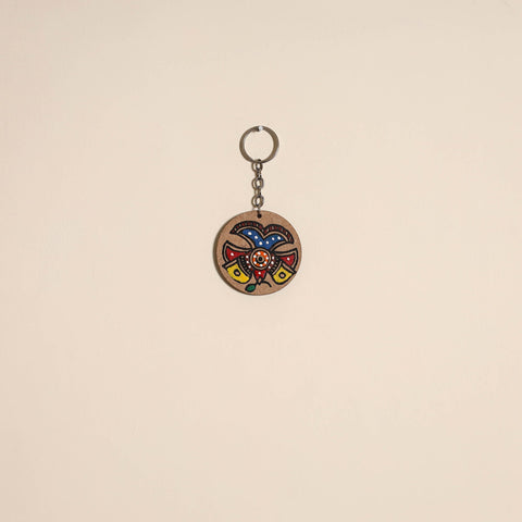 Madhubani handpainted wooden keychain 40 - handcrafted