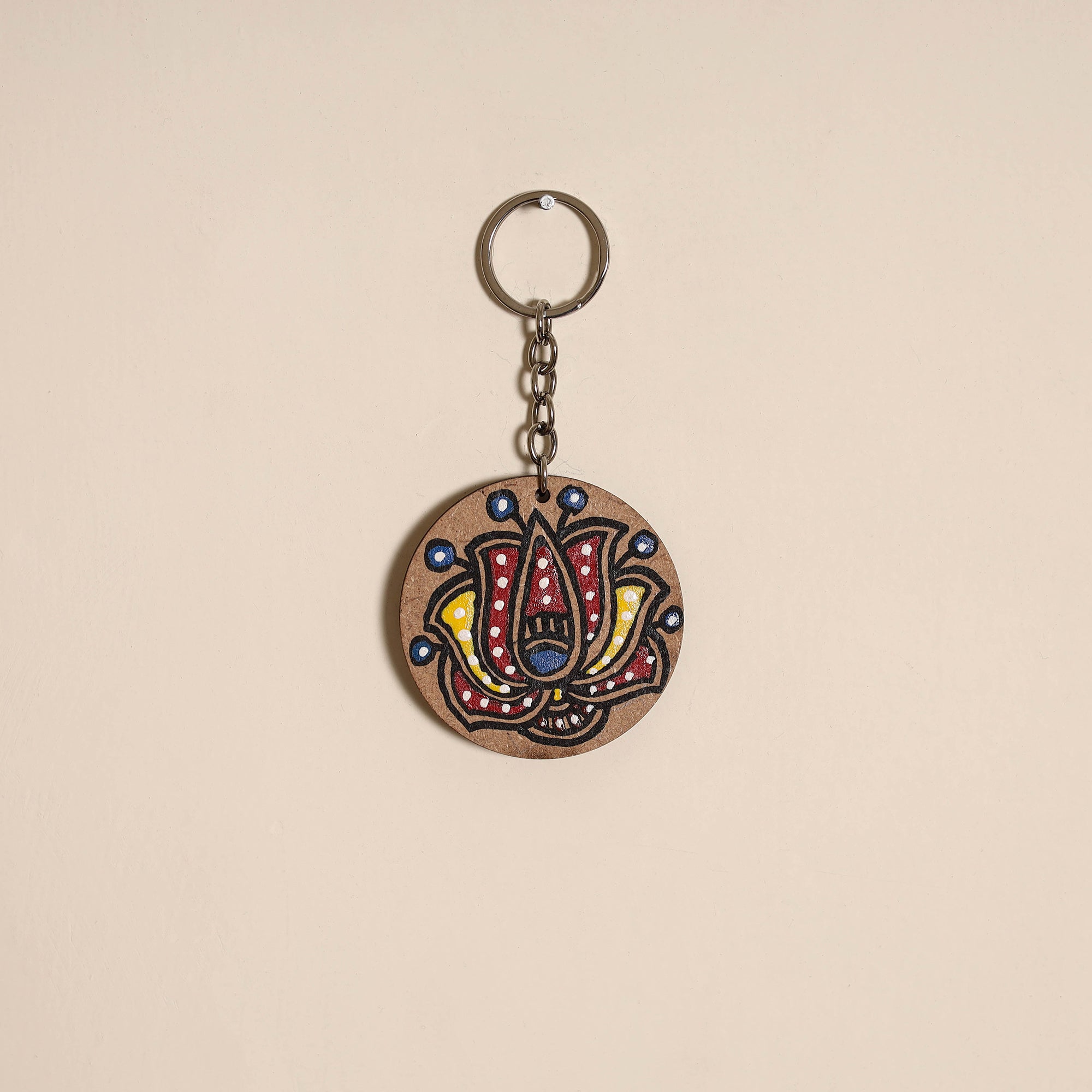 Madhubani handpainted wooden keychain 41 - handcrafted