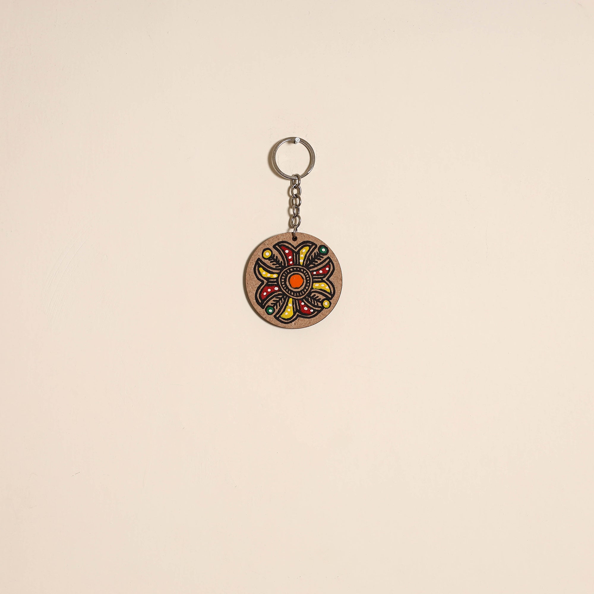 Madhubani handpainted wooden keychain 42 - handcrafted