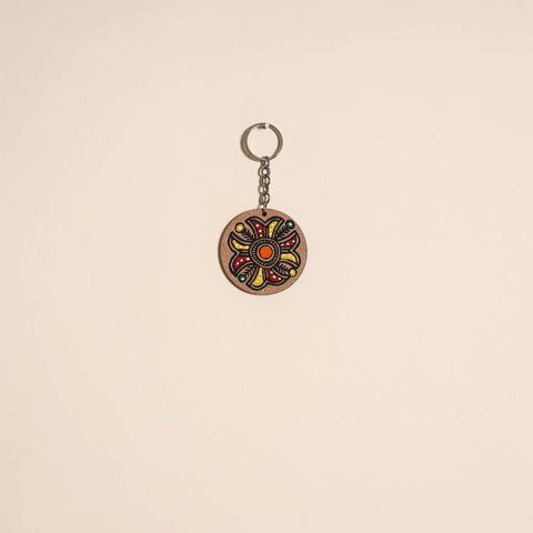 Madhubani handpainted wooden keychain 42 - handcrafted
