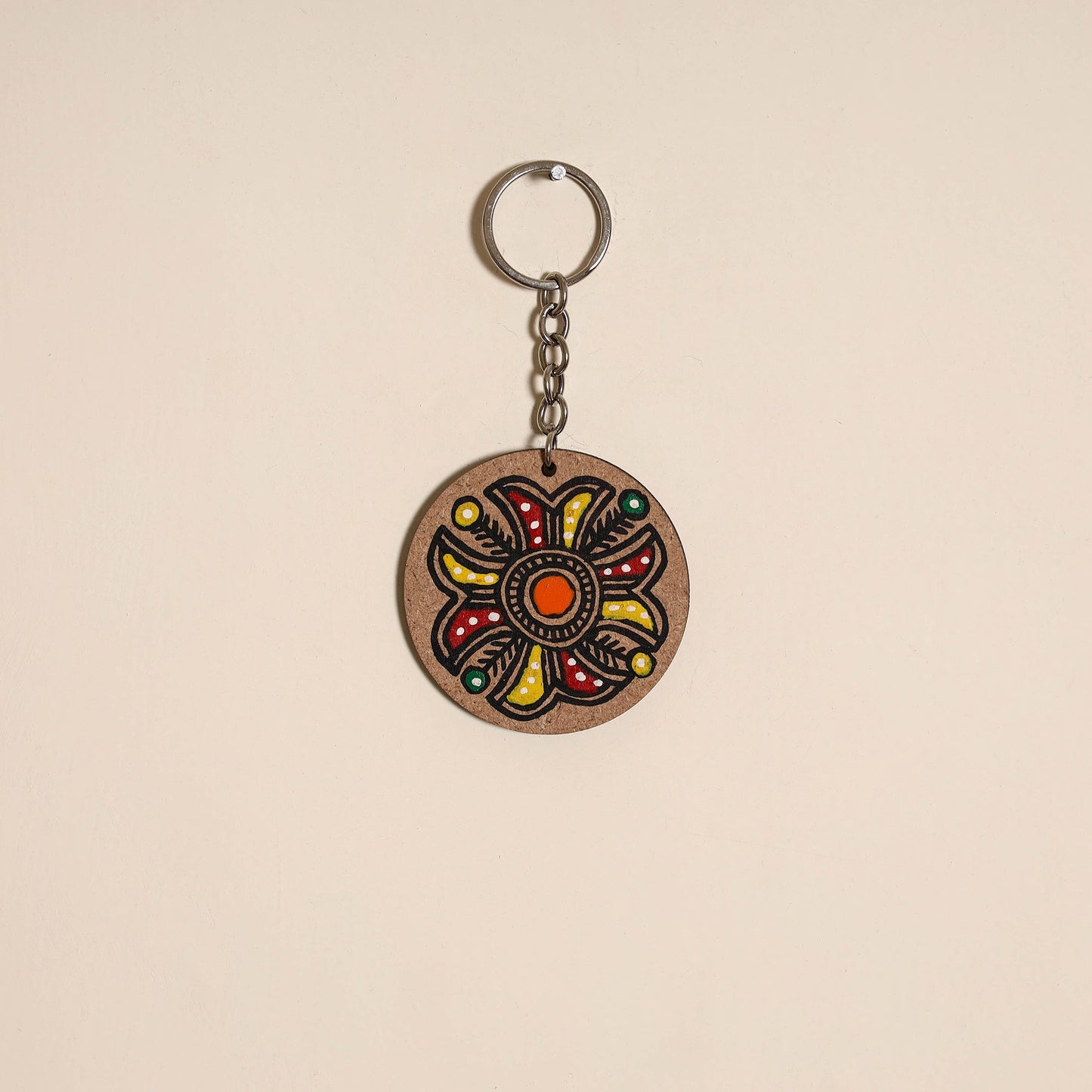 Madhubani handpainted wooden keychain 42 - handcrafted