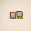 Madhubani handpainted wooden photo frame fridge magnet (set