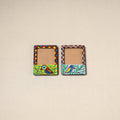 Madhubani handpainted wooden photo frame fridge magnet (set