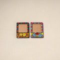 Madhubani handpainted wooden photo frame fridge magnet (set