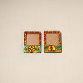 Madhubani handpainted wooden photo frame fridge magnet (set