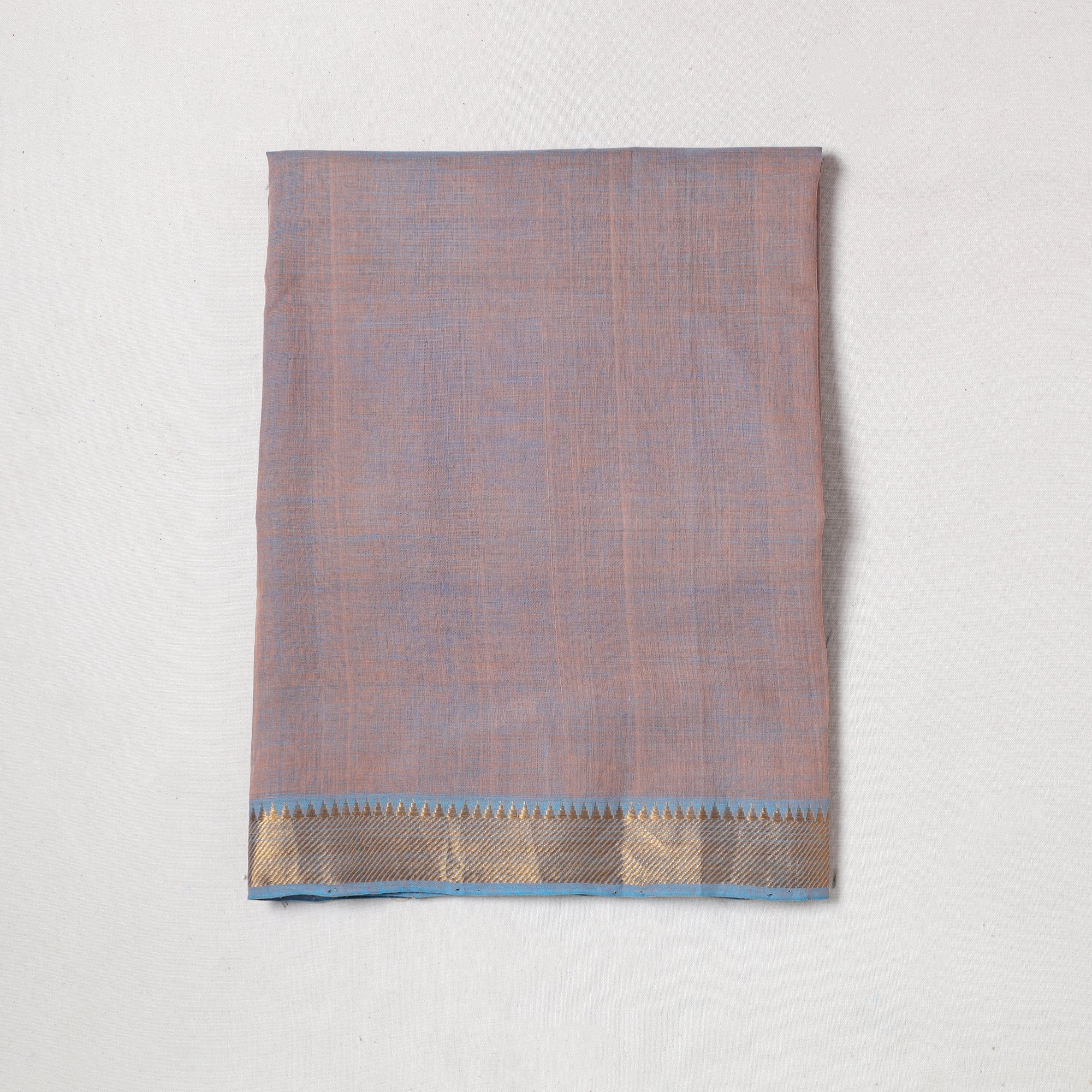 Multicolor - Mangalagiri Handloom Cotton Zari Border Precut Fabric (1.6 meter) 26