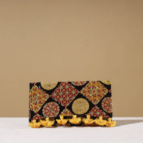 Multicolor Marudhara Ajrakh Printed Clutch Wallet With Tassels