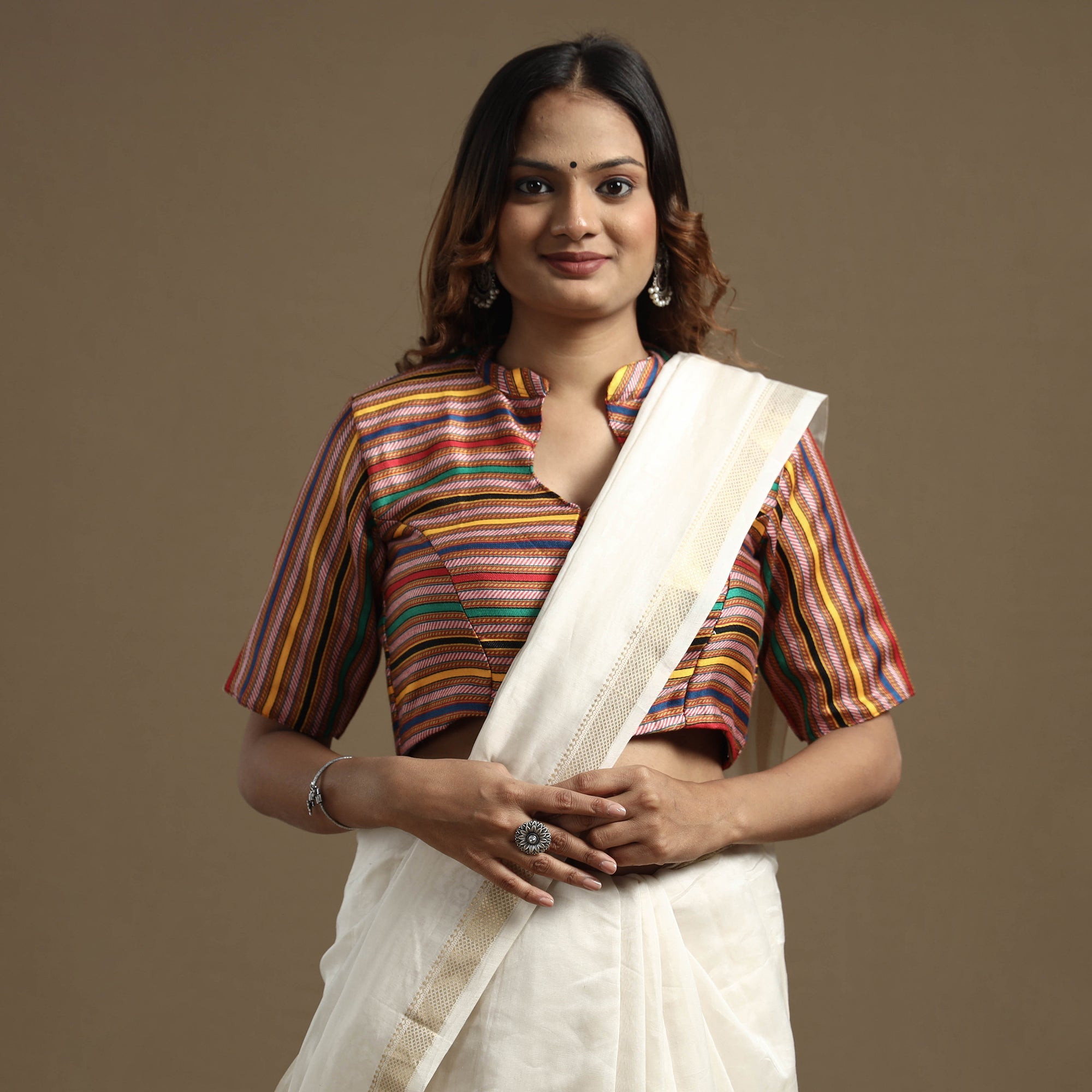Buy Mashru Weave Pure Handloom Silk Stitched Blouse Online at iTokri.com